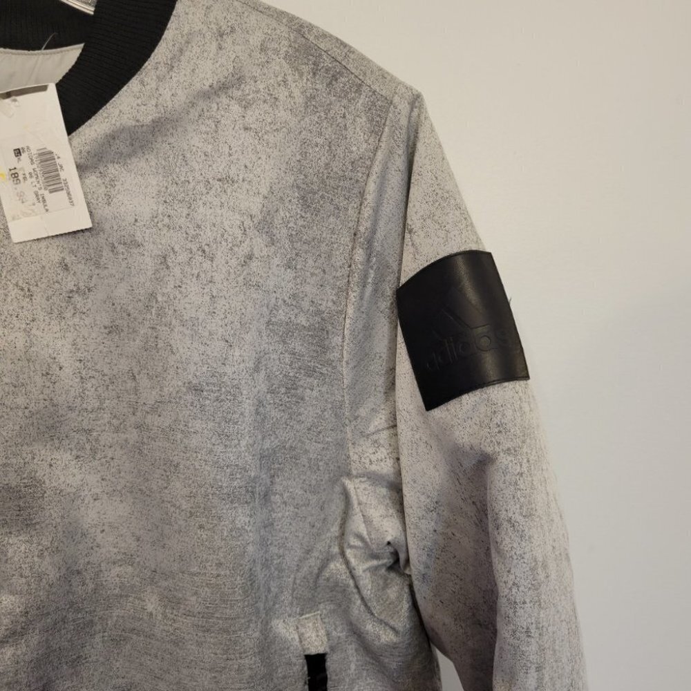 adidas Gray Bomber Jacket with Black Trim - Picture 3 of 6
